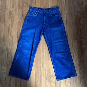 COS vibrant blue relaxed straight fit high rise cropped length jeans